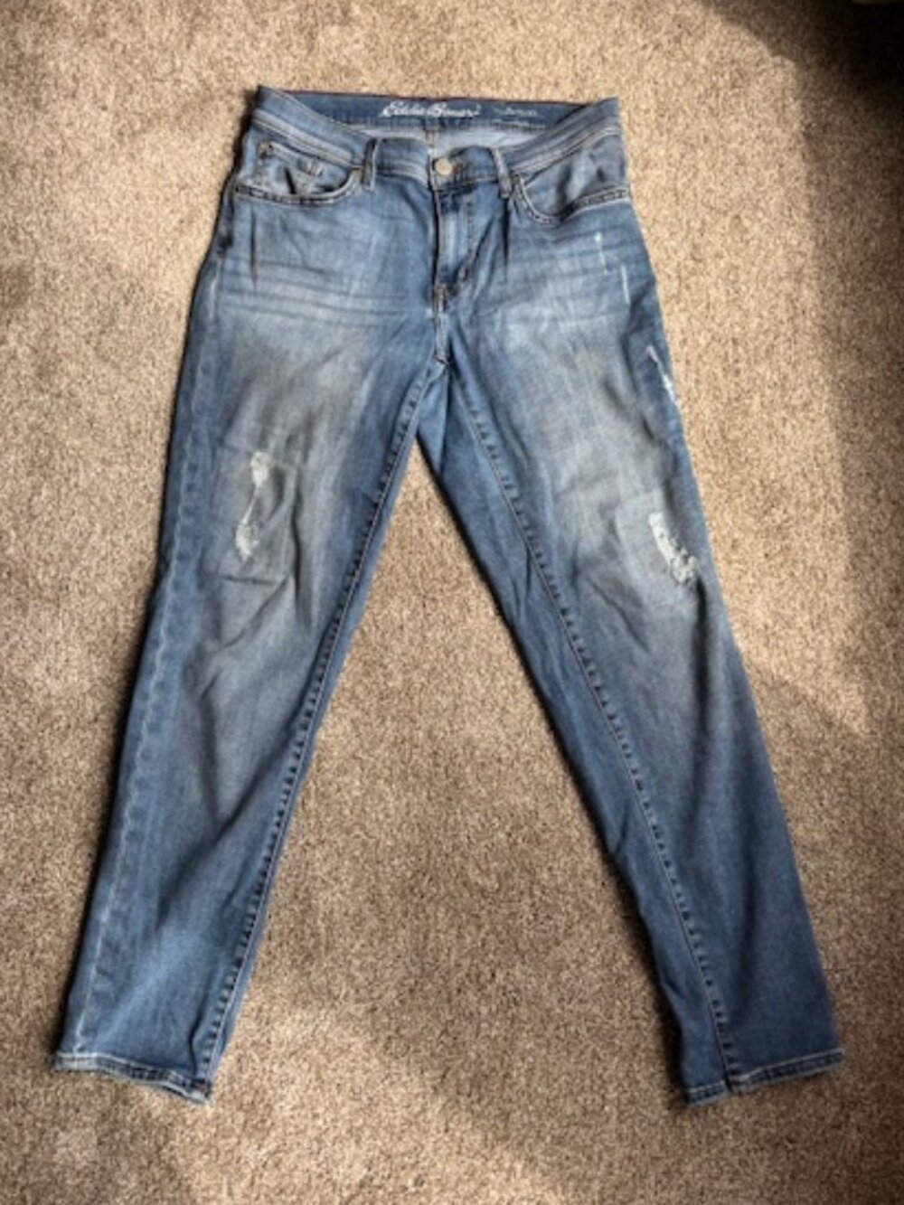 Eddie Bauer boyfriend slim distressed jeans, size 8